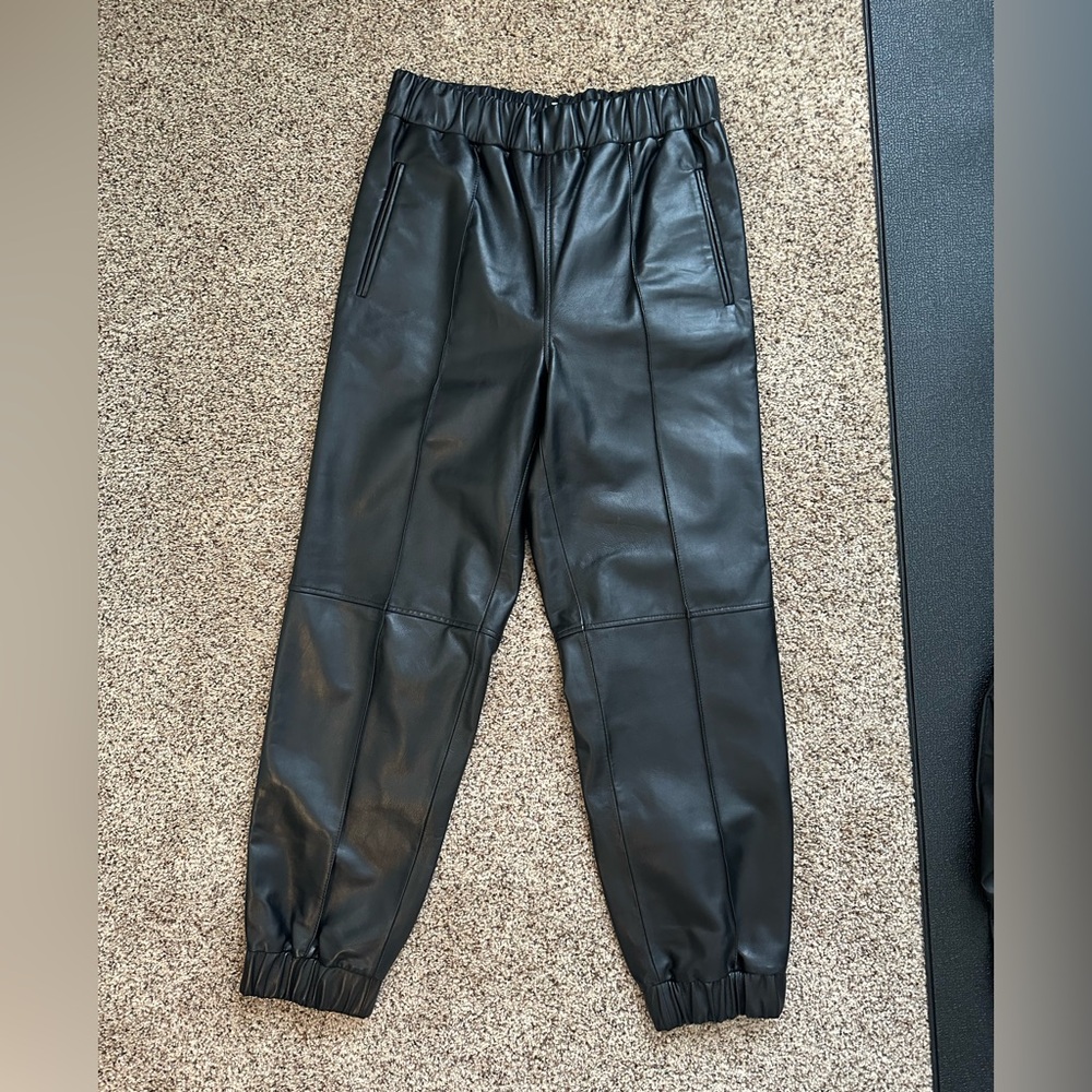 Ganni Black Faux Leather Pants